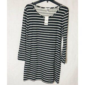 bar111 dress stripped new tags black white long sleeve rayon knee large READ